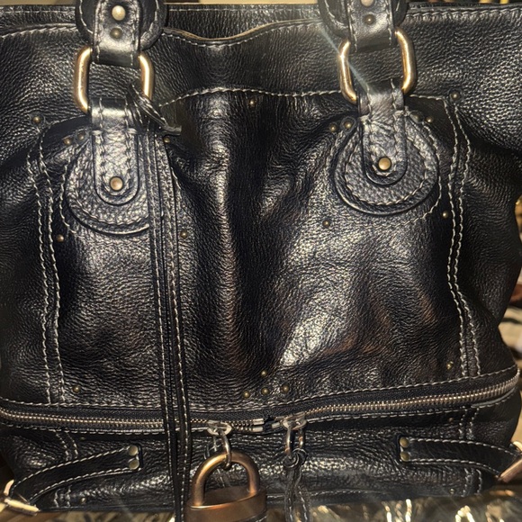 Chloe Black Leather Tote with Gold Accents - Picture 12 of 14